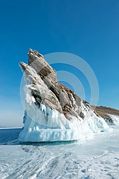 Vertical image of Ogoy island at Siberia, Russia