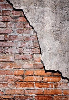 Vertical Image of Rustic Brick and Stucco Wall