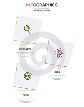 Vertical infographic design with icons and 3 options or steps. Thin line. Infographics business concept. Can be used for