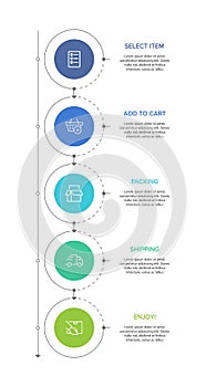 Vertical infographic design with icons and 5 options or steps. Thin line. Infographics business concept. Can be used for