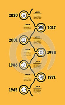 Vertical Infographic timeline. Business concept with seven options, parts, steps or technology processes. Vector web template for