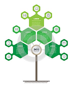 Vertical infographics, research in science and technology. Sustainable development and growth of the eco business. Timeline of