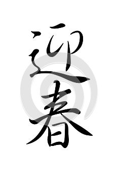 Vertical ink calligraphy traditional Chinese characters Happy New Year paper, New Year greeting card