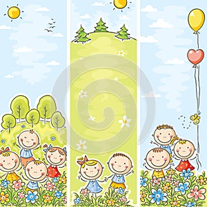 Vertical kids banners with copy space