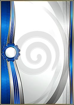 Vertical letterhead with abstract waves for creating certificates, diplomas, etc. Blue inserts on a white background.