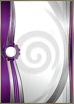 Vertical letterhead with abstract waves for creating certificates, diplomas, etc. Lilac inserts on a white background.