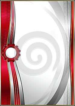 Vertical letterhead with abstract waves for creating certificates, diplomas, etc. Red inserts on a white background.