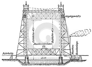 Vertical-lift bridge in Chicago. USA.