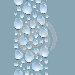 Vertical line decoration with water drops, background with blue water spots, vector wallpaper