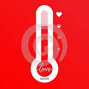 Vertical Love thermometer Valentines Day card element vector illustration with lettering