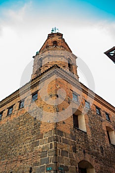 Vertical low angle shot of Museo del siglo XIX in Bogota, Colombia