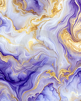 Vertical Marble abstract background texture with purple and gold veining with natural marble swirls in luxurious style