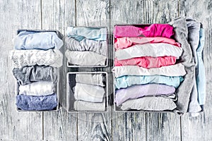 Vertical Marie Kondo tidying clothes method