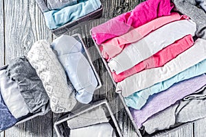 Vertical Marie Kondo tidying clothes method photo