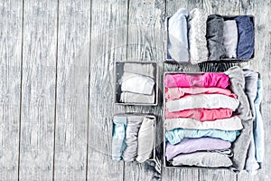 Vertical Marie Kondo tidying clothes method photo