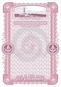 Vertical Masonic Certificate Magenta