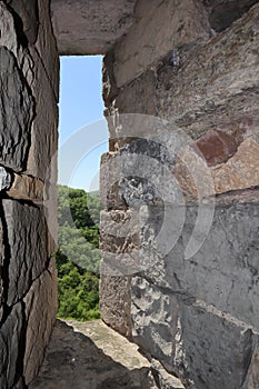 Vertical Medieval windows in french castle photo