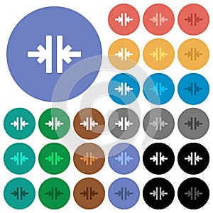 Vertical merge tool round flat multi colored icons