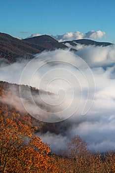 Vertical  of Mesmerizing Cloud Inversions Pounding Mill Overlook NC