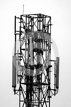 Vertical of a mobile phone tower isolated on a white background