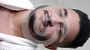 Vertical morning face man hygiene stubble beard