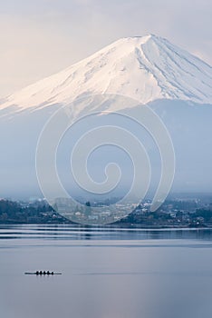 Vertical Mount Fuji fujisan from Kawaguchigo lake with Kayaking