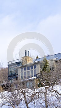 Vertical Mountain homes in snowy Park City Utah residential community in winter