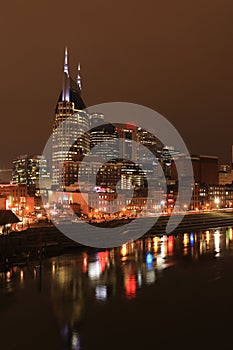 Vertical Nashville, Tennessee city center at night