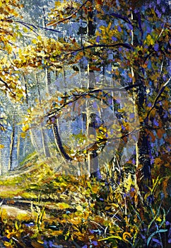 Synny forest oil painting