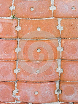 Vertical Orange Brick on Walkway