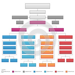 Vertical Organizational Corporate Flow Chart Vector Graphic