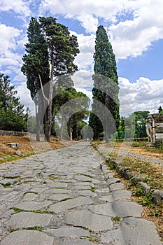 Vertical panorama of the Appian Way, Rome