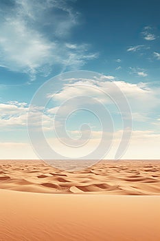 Vertical panorama, vertorama of a bright hot desert. With Generative AI technology photo