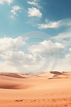 Vertical panorama, vertorama of a bright hot desert. With Generative AI technology photo