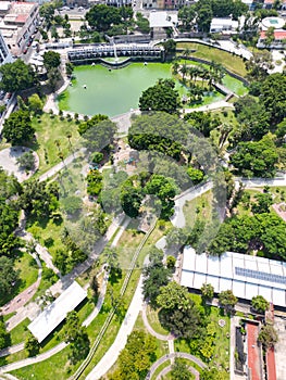 Vertical Panoramic View: Parque Alcalde, Guadalajara - Trees and Lake photo