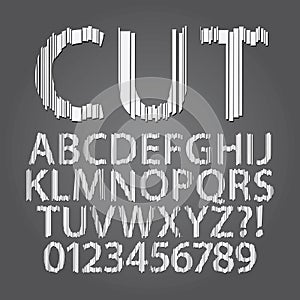 Vertical Paper Cut Alphabet and Digit Vector