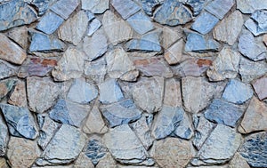 Vertical pattern of gray cobblestones, uneven stones building