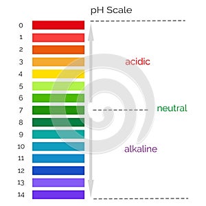 Vertical pH scale for measuring acid alkaline balance.