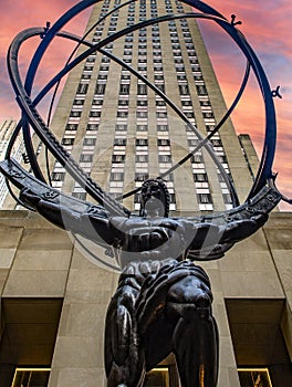 New York, USA June 4, 2023: The Rockefeller Center Atlas