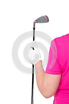 Vertical Photo gloved hand with a golf club