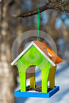Vertical photograph bird feeders handcrafted