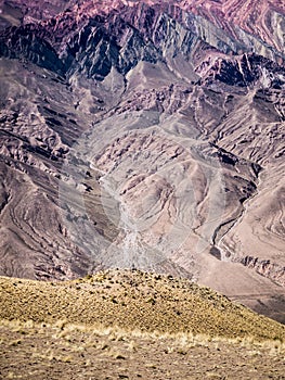 Vertical pic of The Hornocal the 14 colours mountain in Humahuaca, northwest of Argentina
