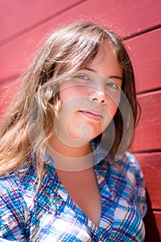 Vertical portrait of pretty 14 year old girl