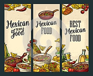 Vertical poster with Mexican traditional food and ingredient.