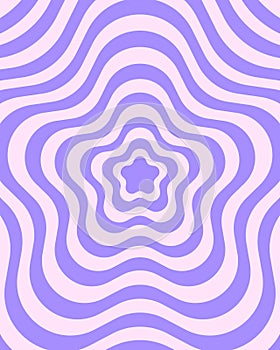 Vertical poster with repeating purple flowers in retro 2000s style. Groovy psychedelic pattern in trendy y2k style. Cute