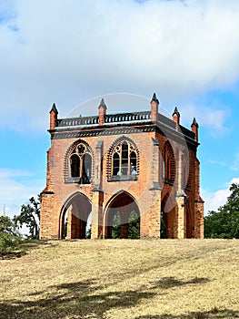 Vertical of a Potsdam building in Babelsberg park in Germany