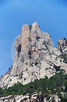 The vertical Punta Lunarda, in the Aiguilles de Bavella range.