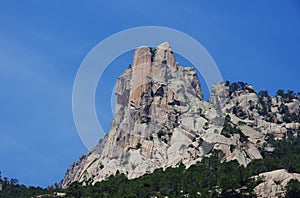 The vertical Punta Lunarda, in the Aiguilles de Bavella range.