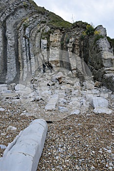 Vertical Purbeck Limestone Beds