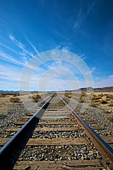 Vertical Railroad Tracks in the Desert